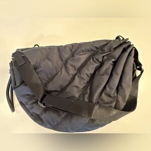 New! Ganni Black Nylon Knot Tied Quilted Hobo Crossbody Bag